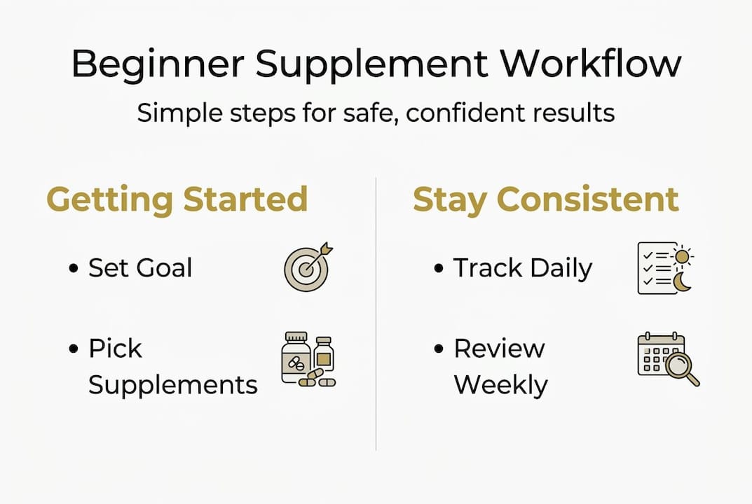 Infographic of beginner supplement workflow steps
