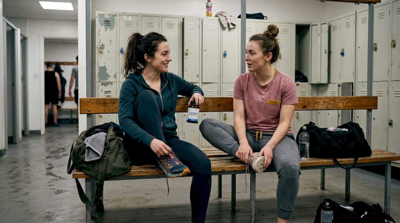 Women discuss magnesium after gym workout