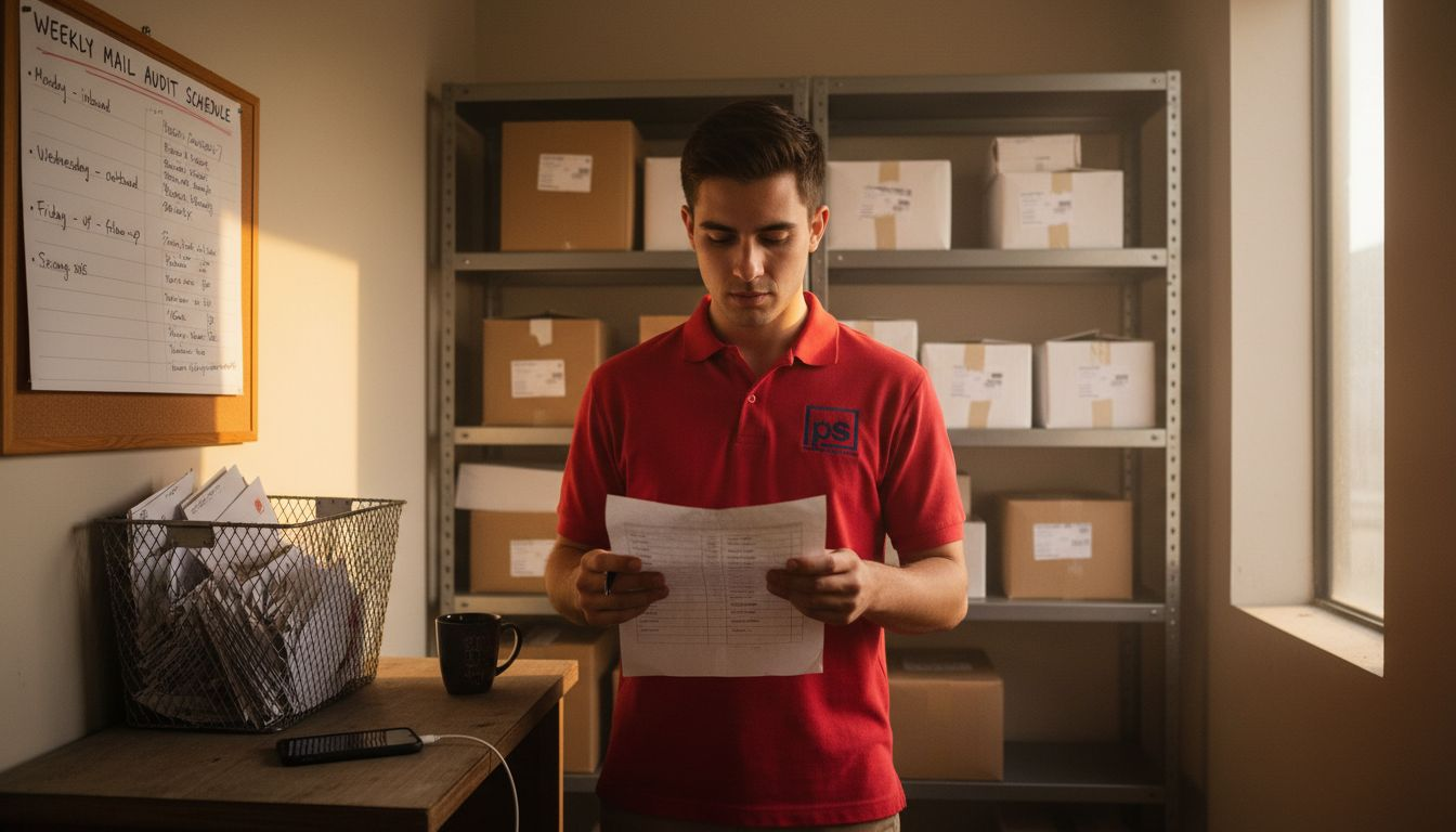 Apartment manager conducting package room audit