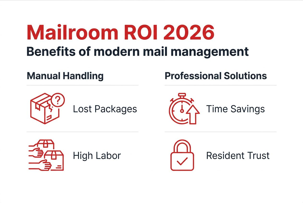 Infographic comparing manual and professional mail management