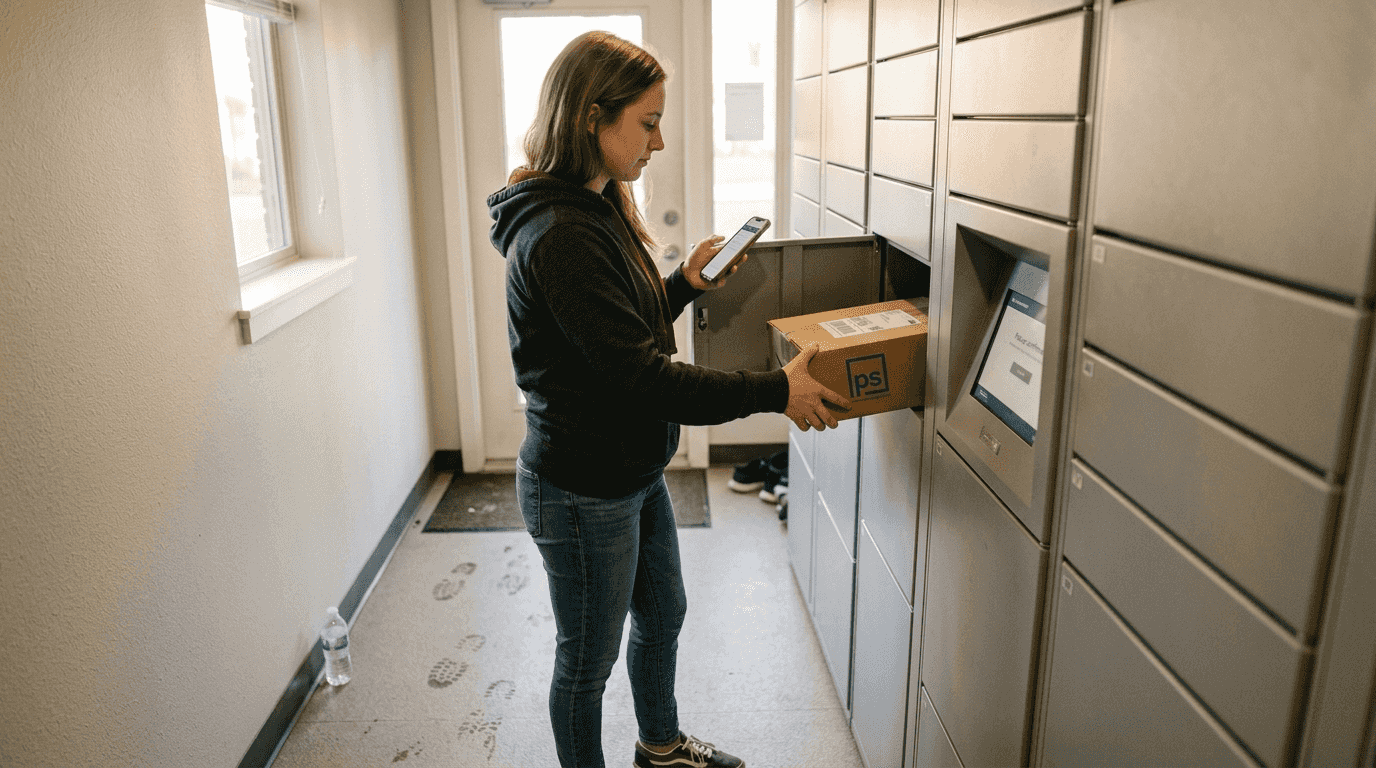 Resident accessing secure package locker