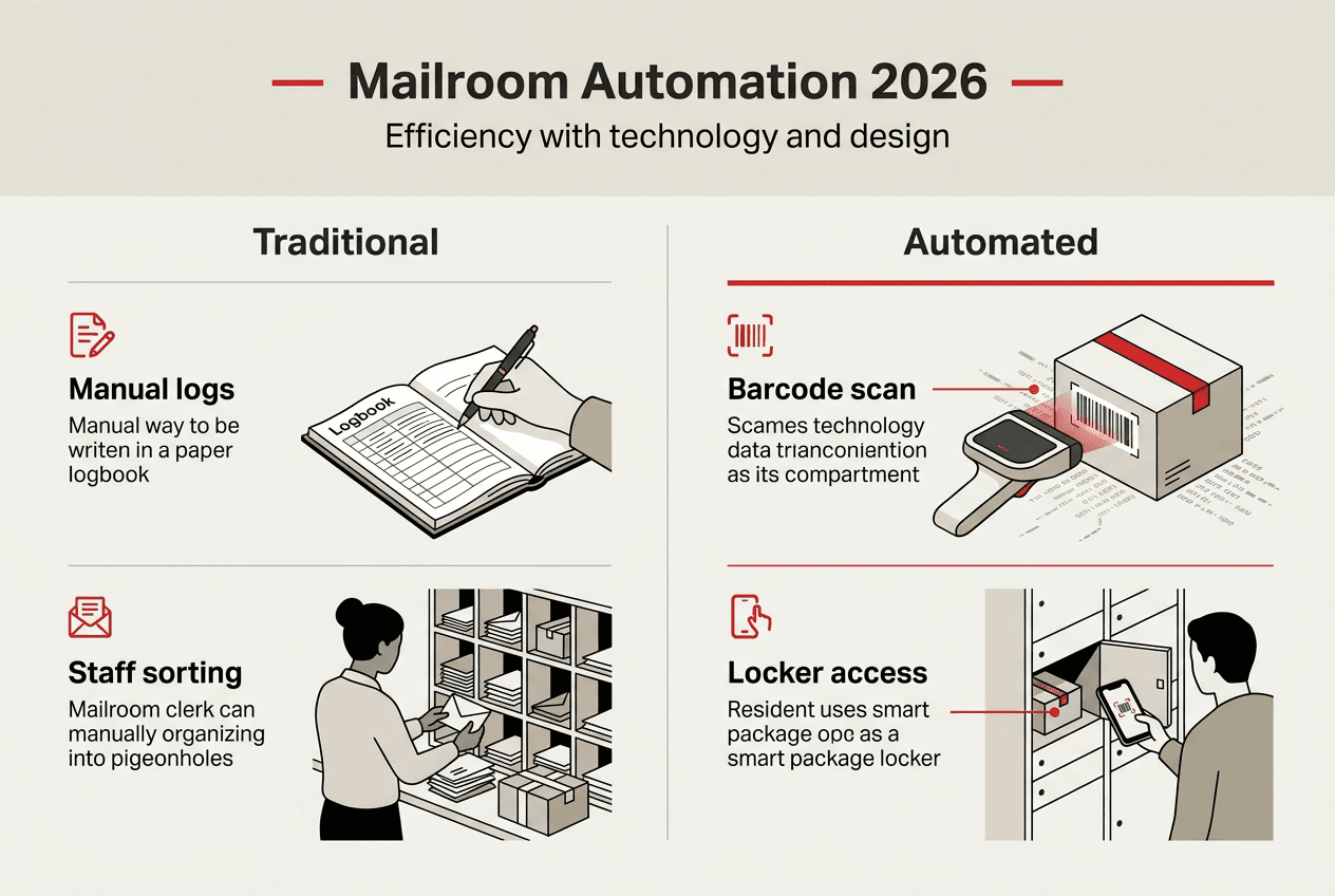 Infographic comparing mailroom automation methods