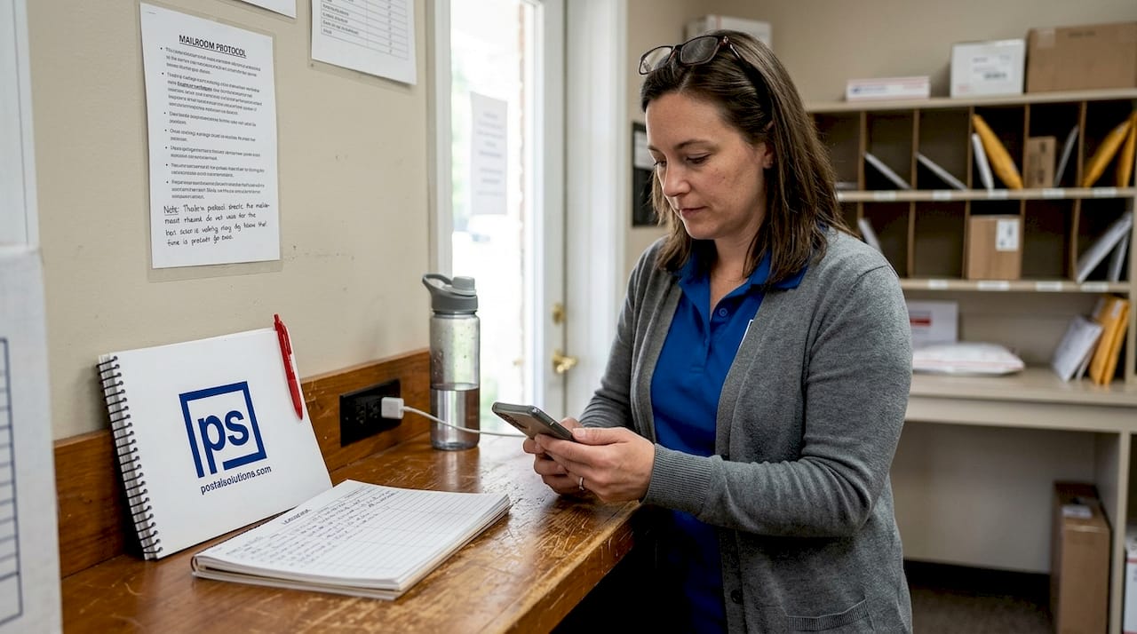 Property manager reviewing package notifications