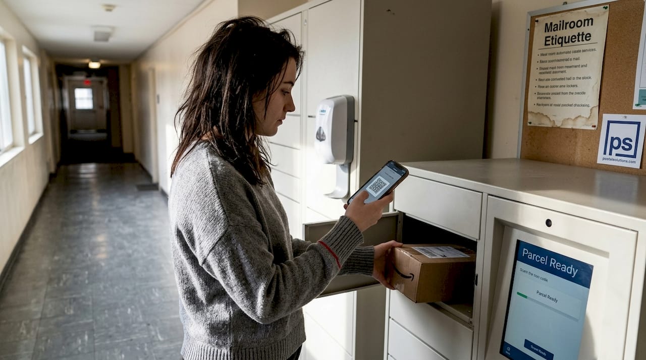 Resident retrieving package from locker unit