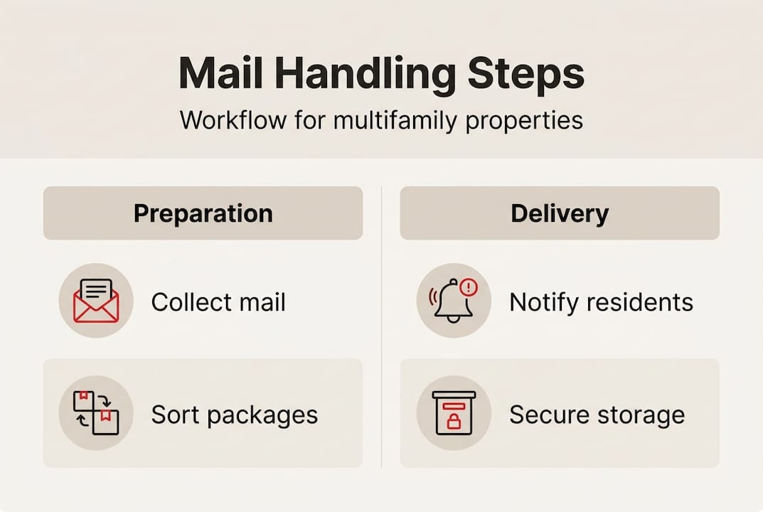 Infographic showing mail handling workflow steps