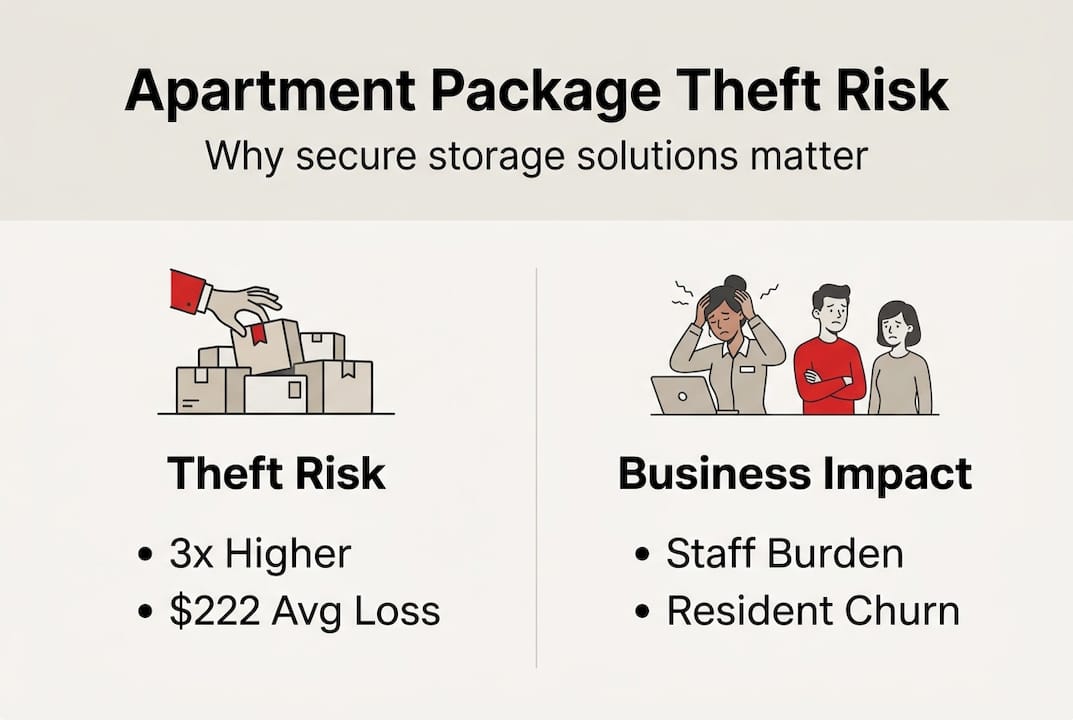 Infographic about apartment package theft impacts