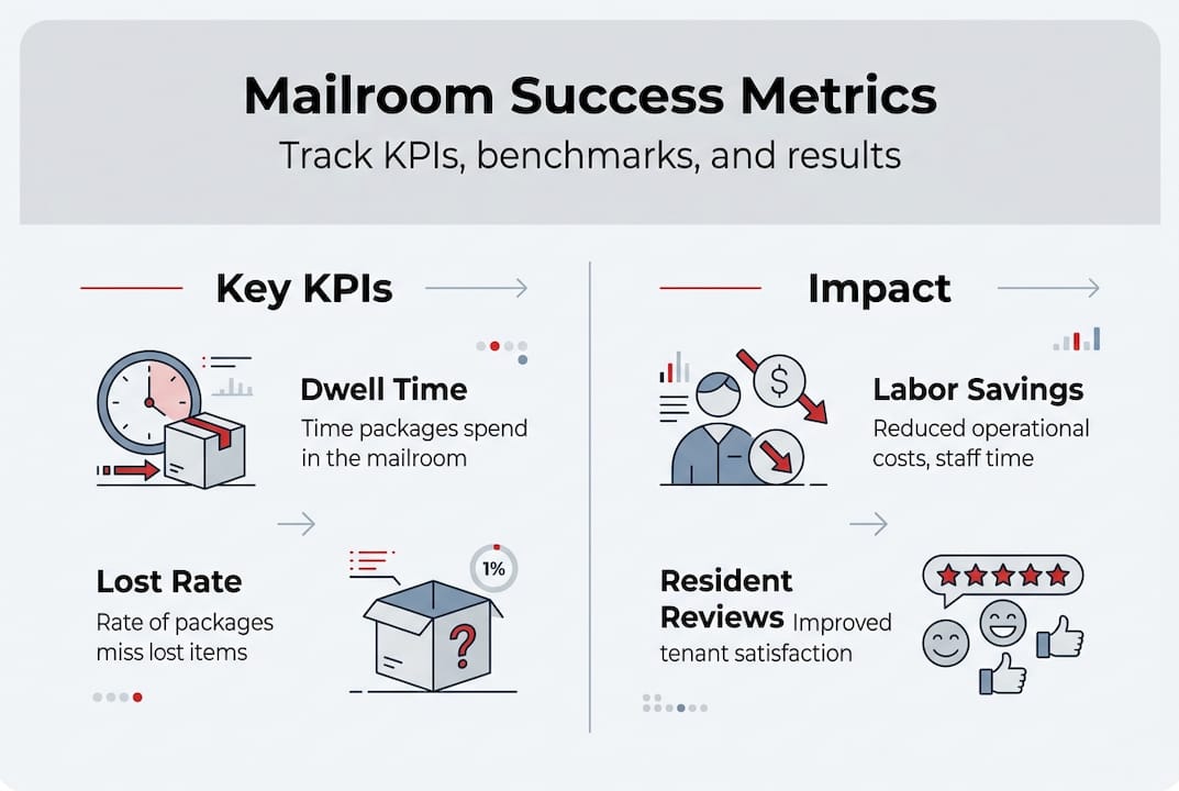 Infographic on mailroom KPIs and impact