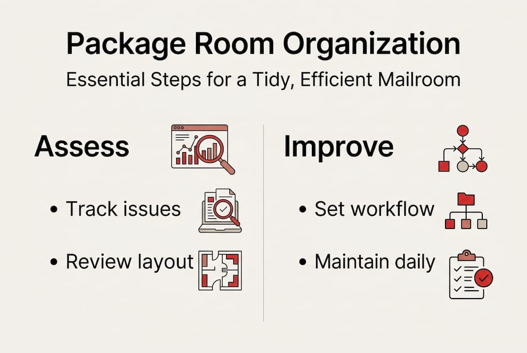 Infographic of package room organization steps
