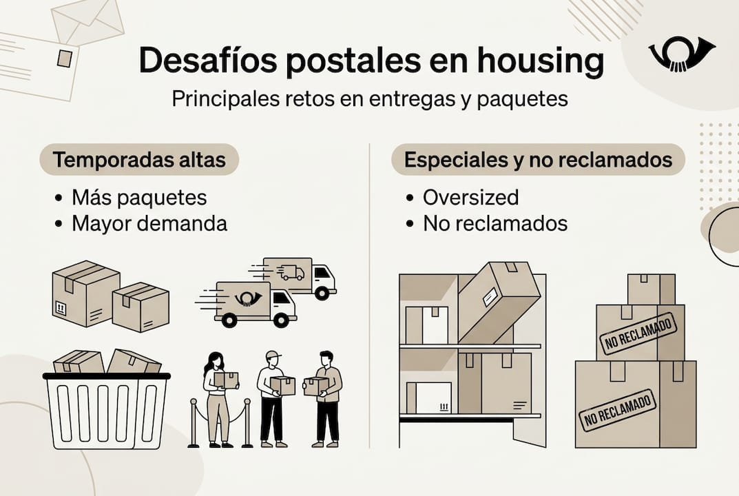 Infografía sobre los principales retos del correo en residencias