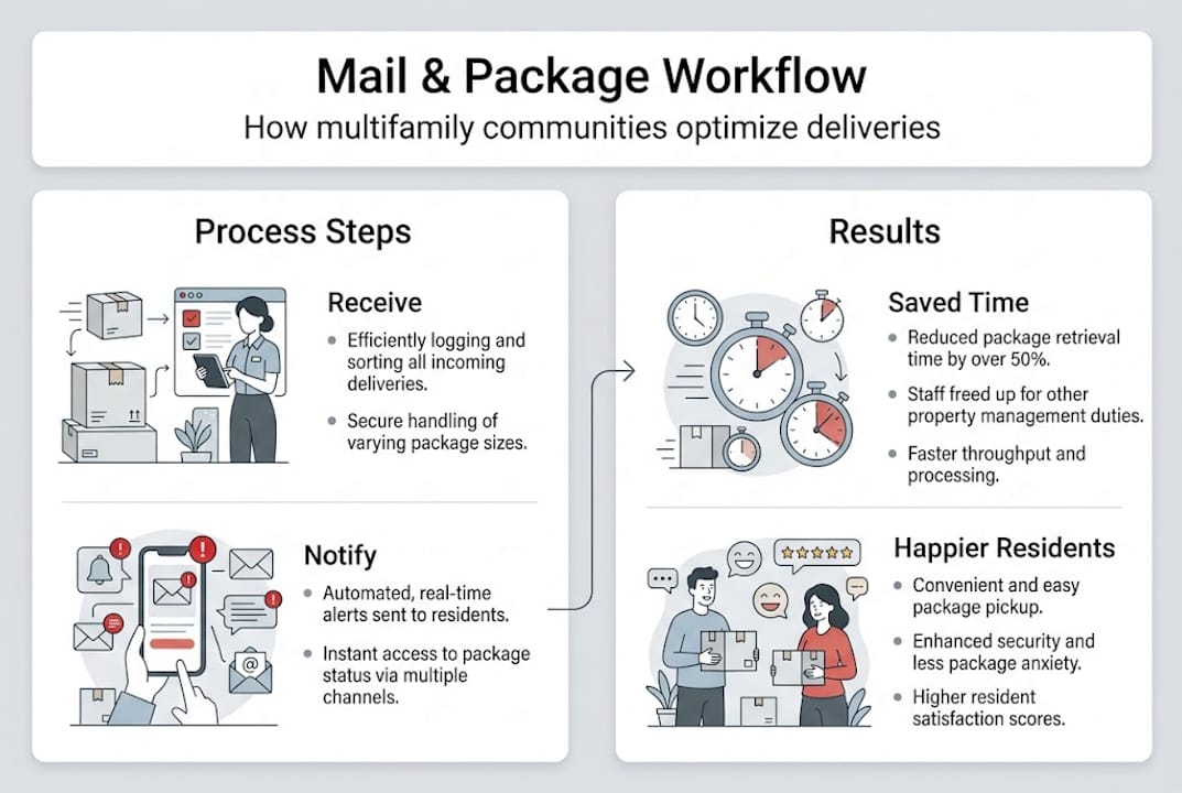 Infographic summarizing package management workflow