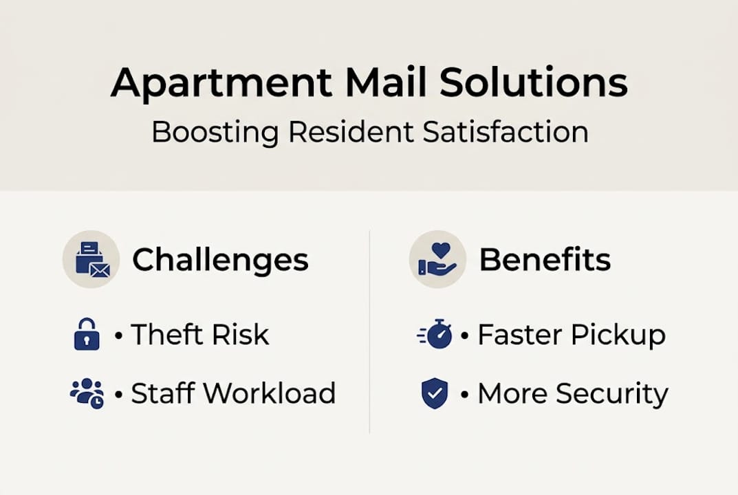 Infographic on apartment mail solution challenges and benefits