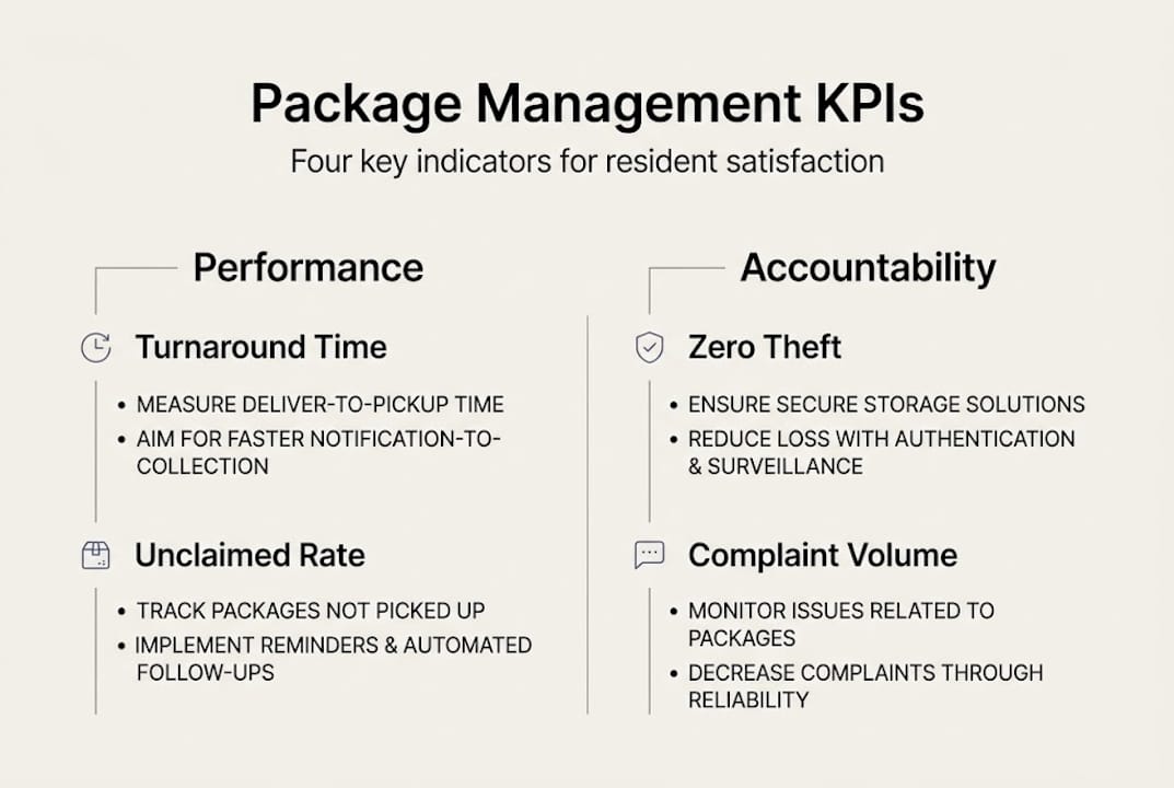 Infographic of smart package management KPIs and success metrics