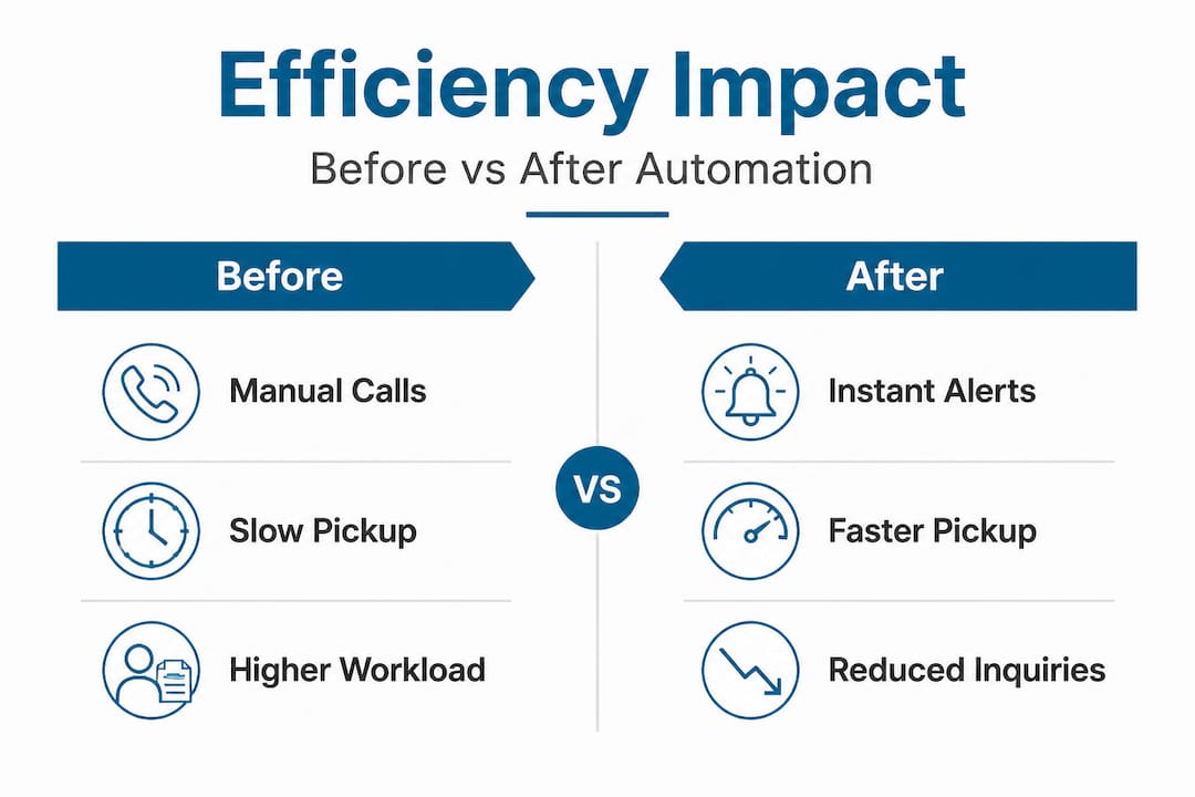Infographic comparing efficiency before and after automation