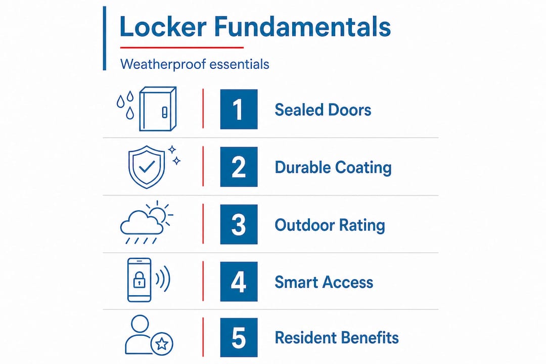 Vertical steps for locker weatherproofing features