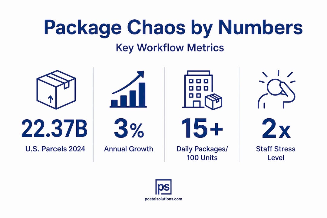 Infographic showing key apartment package volume statistics