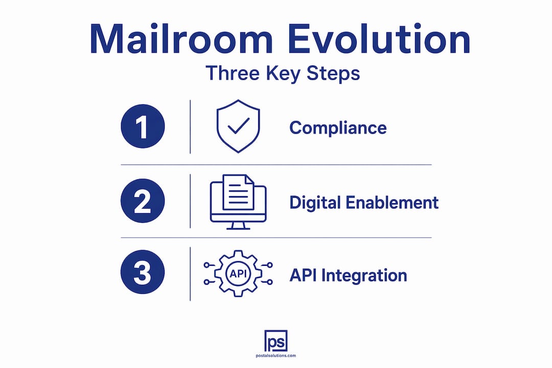 Infographic mailroom evolution three key steps