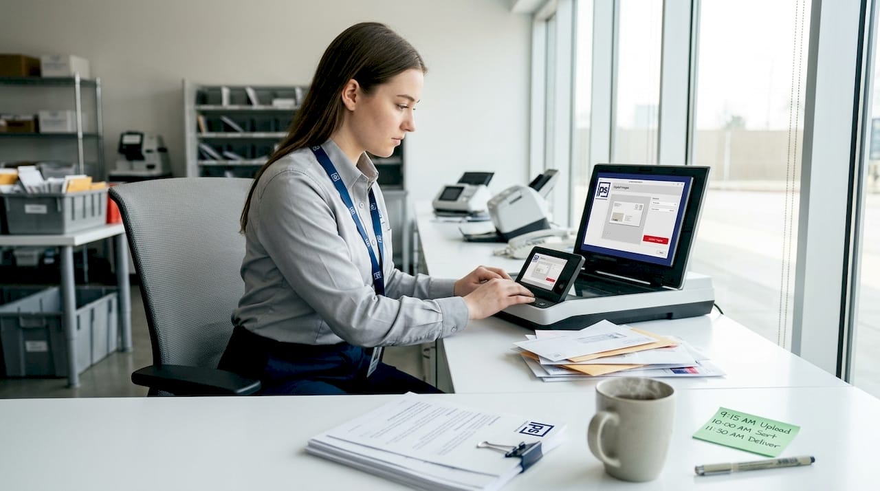 Staff scans mail documents for digital processing