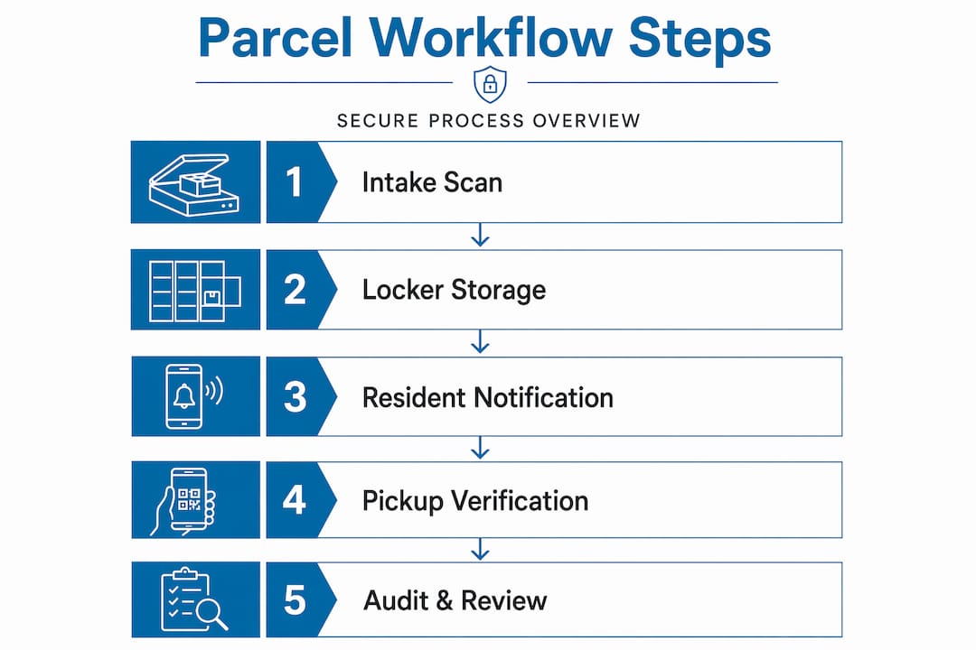 Infographic of secure parcel workflow steps