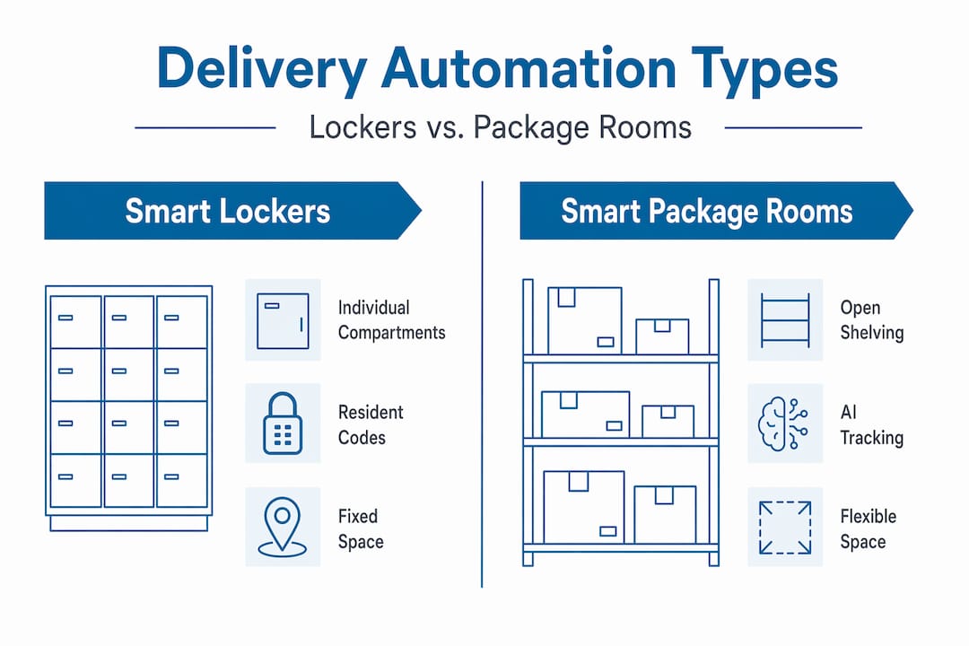 Infographic comparing delivery automation types