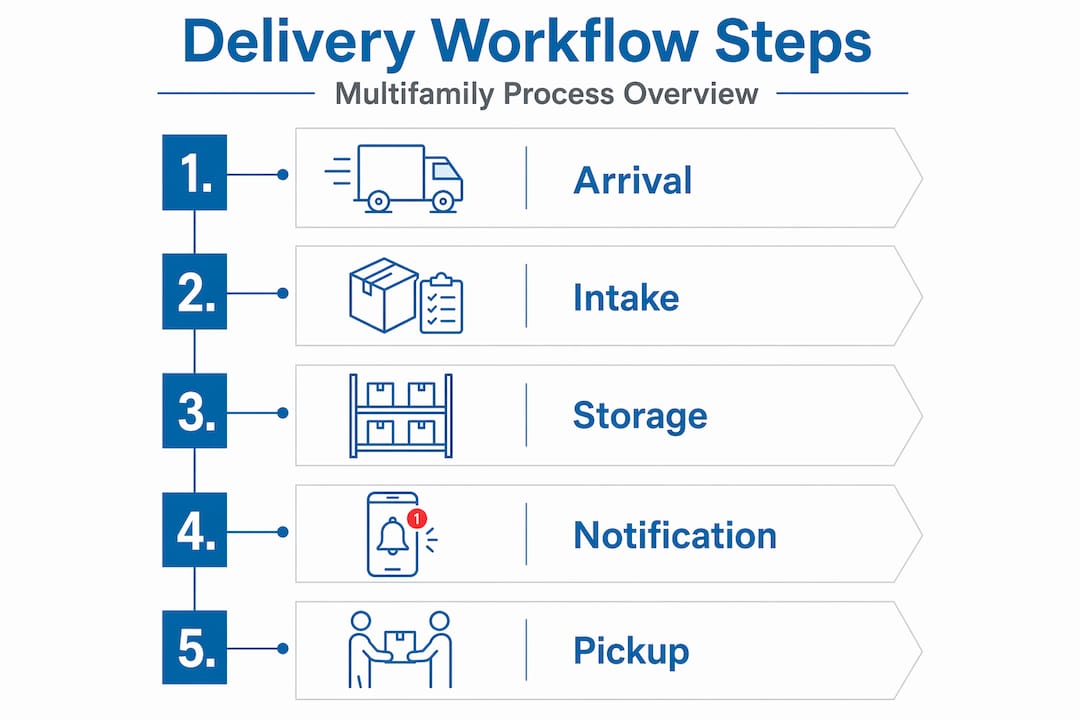 Step-by-step infographic of delivery workflow