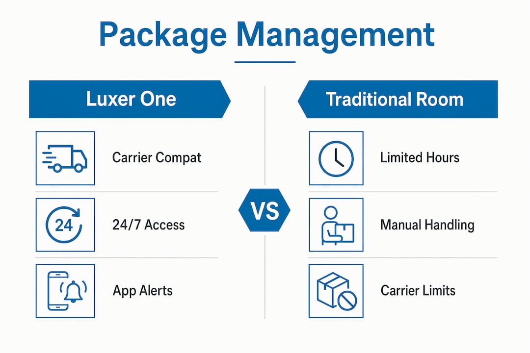 Infographic comparing Luxer One and traditional package management