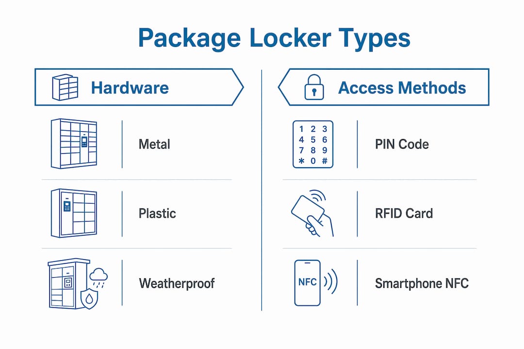 Infographic comparing locker hardware and access methods