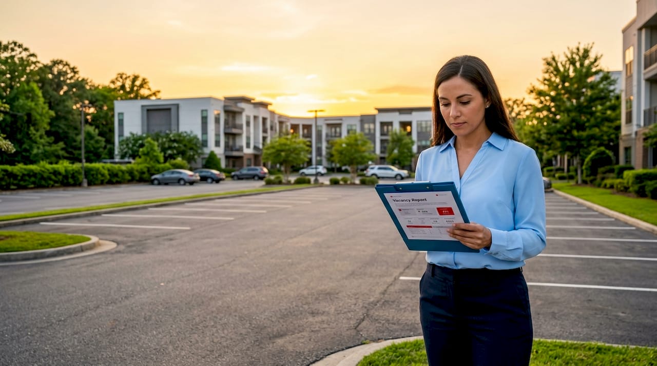 Vacant apartment parking spaces and vacancy report clipboard