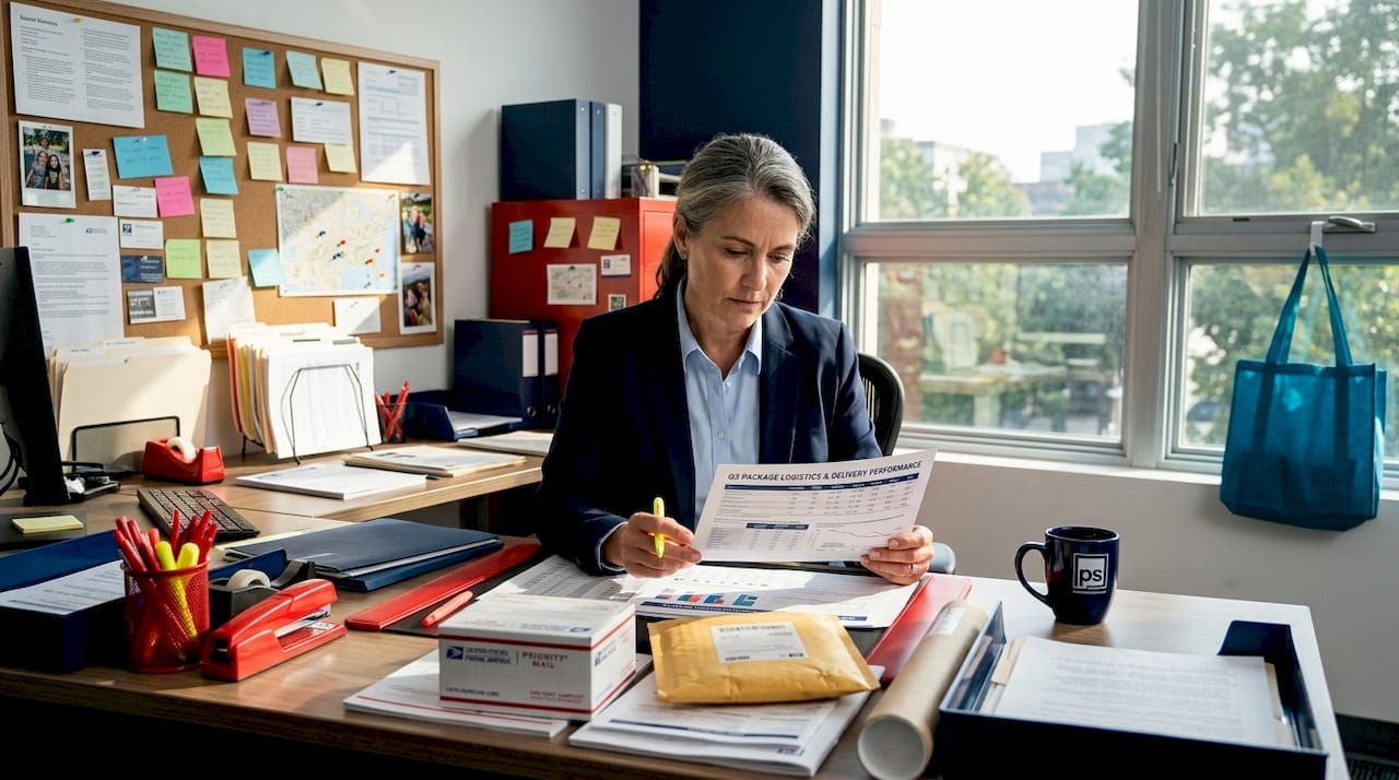 Property manager reviewing package room layout