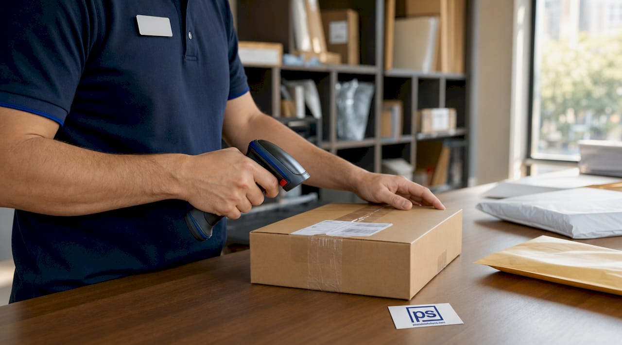 Staff sorting packages in multifamily property