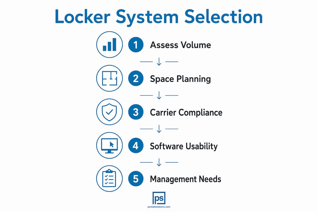 Infographic showing package locker selection steps