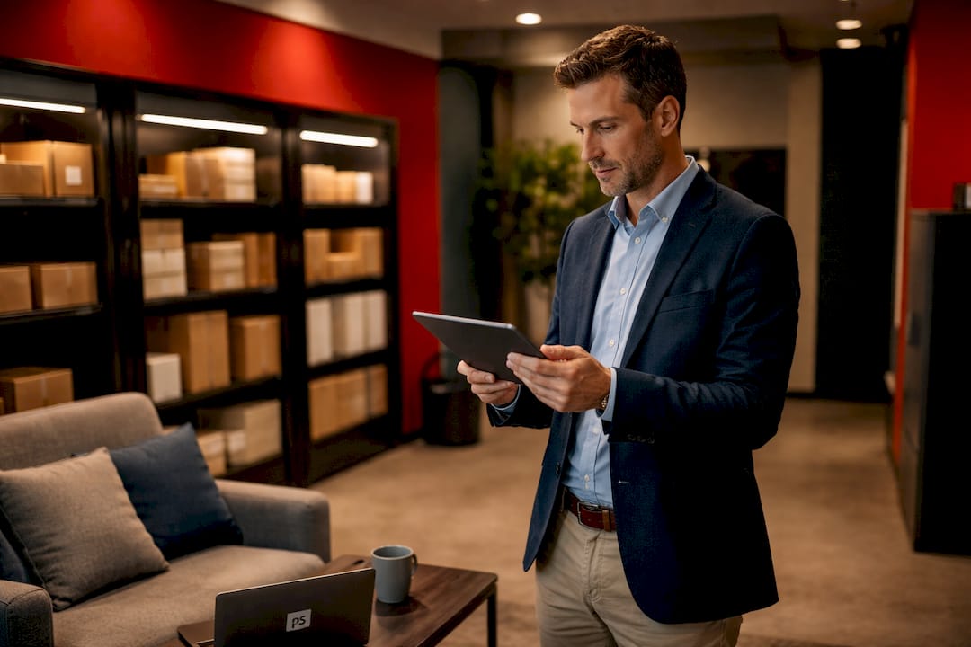 Property manager checking Luxer One package room system