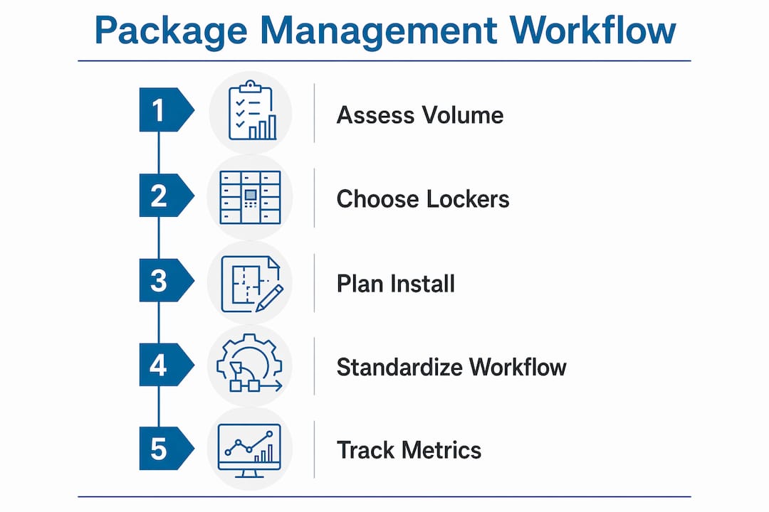 Infographic showing package management workflow steps