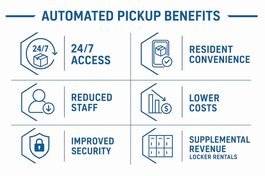 Infographic showing benefits of automated package pickup