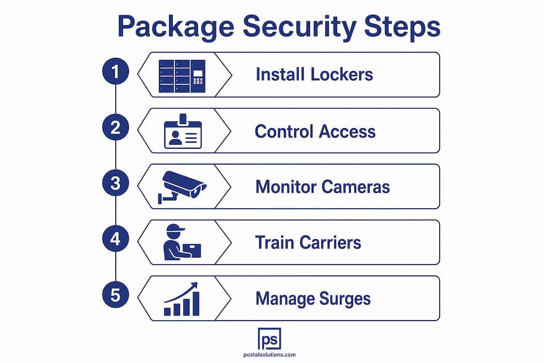 Infographic showing package security steps in apartments