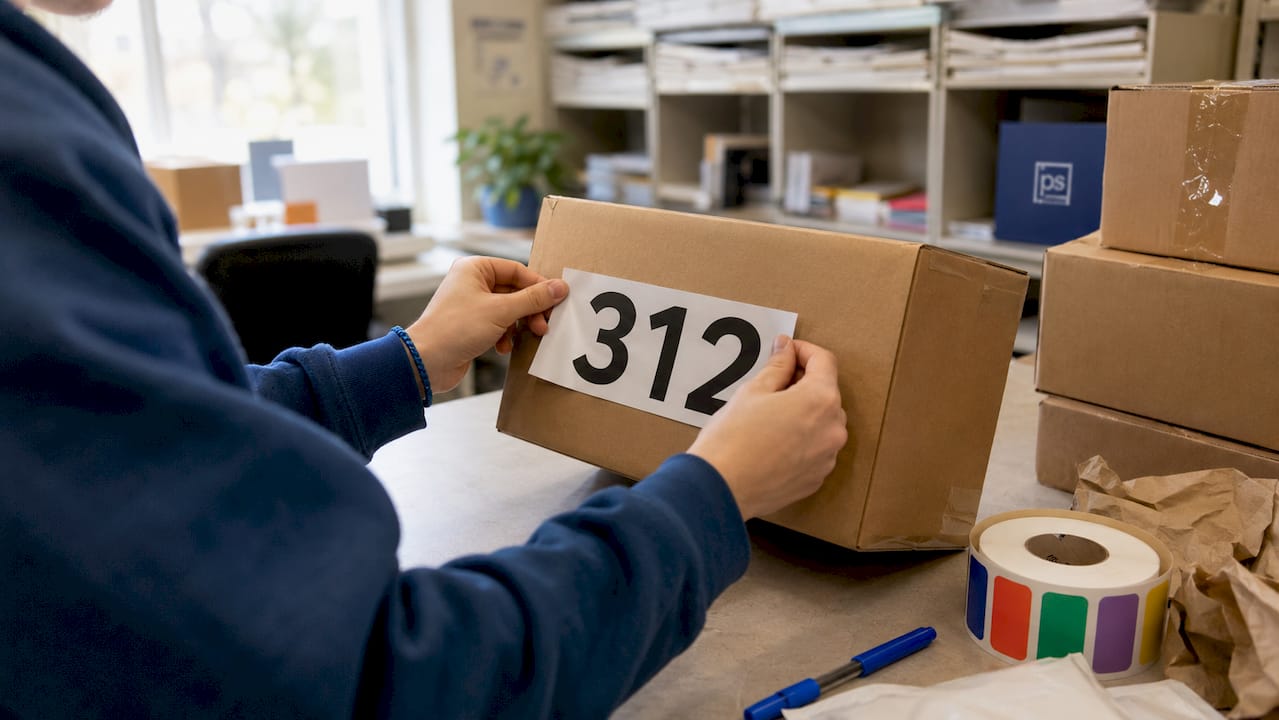 Hands labeling package with unit number