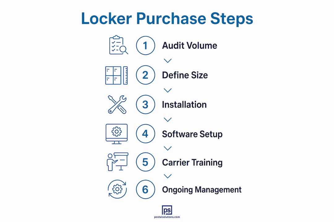 Infographic illustrating locker purchase planning steps