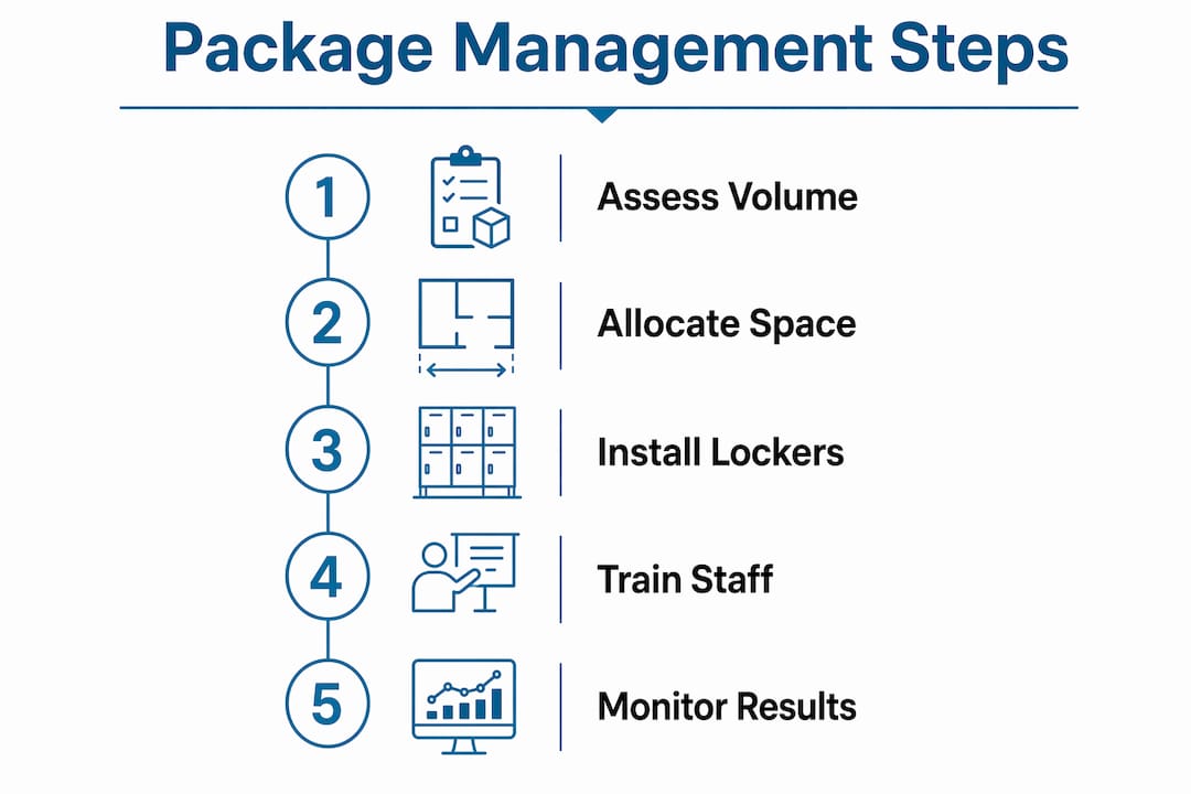Infographic showing package management process steps