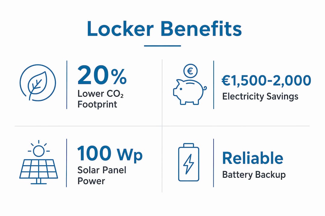 Infographic showing solar locker benefits statistics