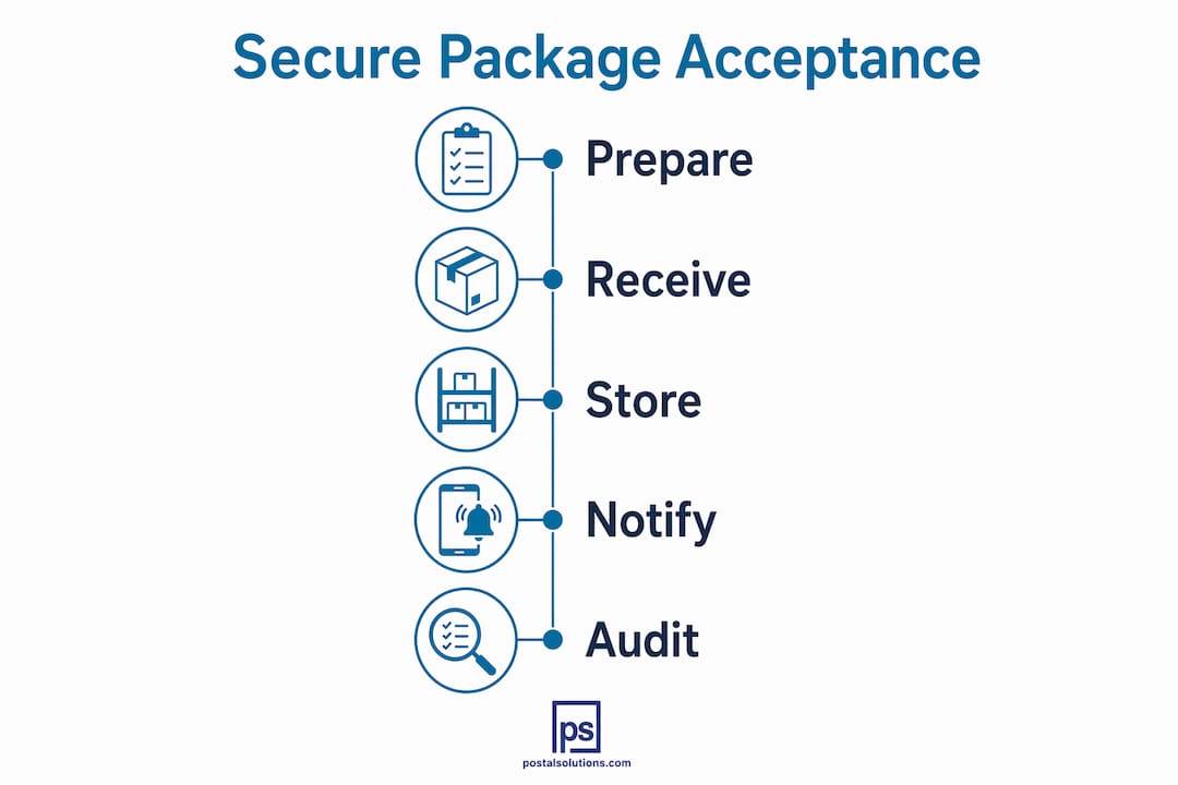 Infographic showing five steps for secure package acceptance