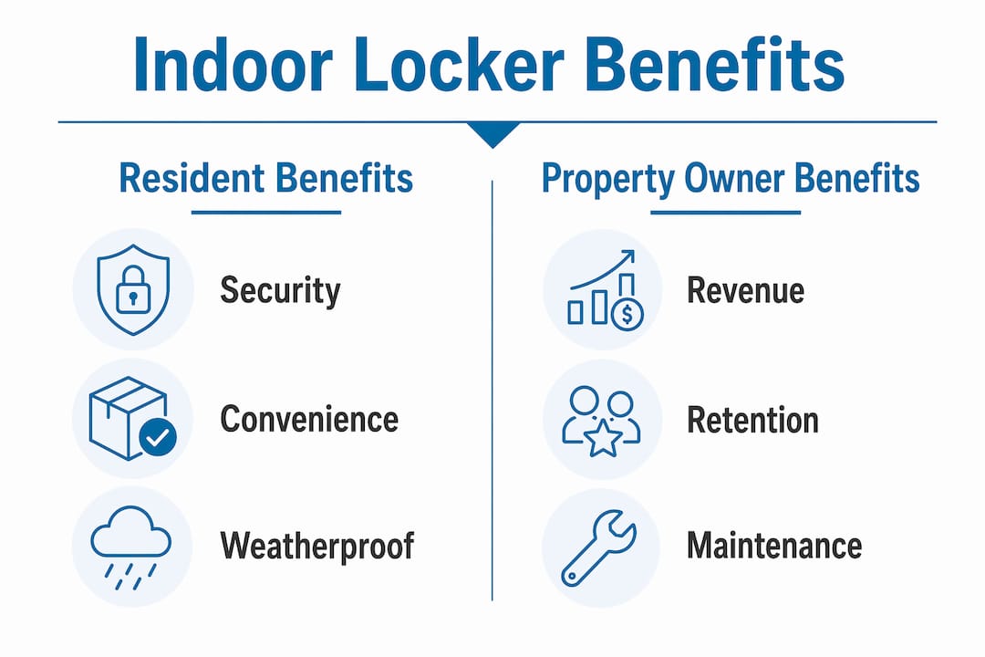 Infographic comparing indoor locker benefits