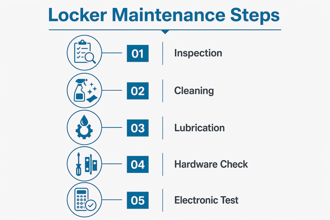 Infographic showing key locker maintenance tasks