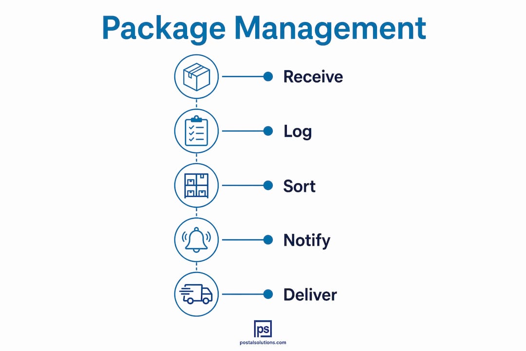 Infographic illustrating five key package management steps
