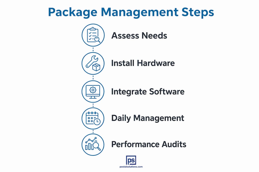 Infographic showing steps of package management