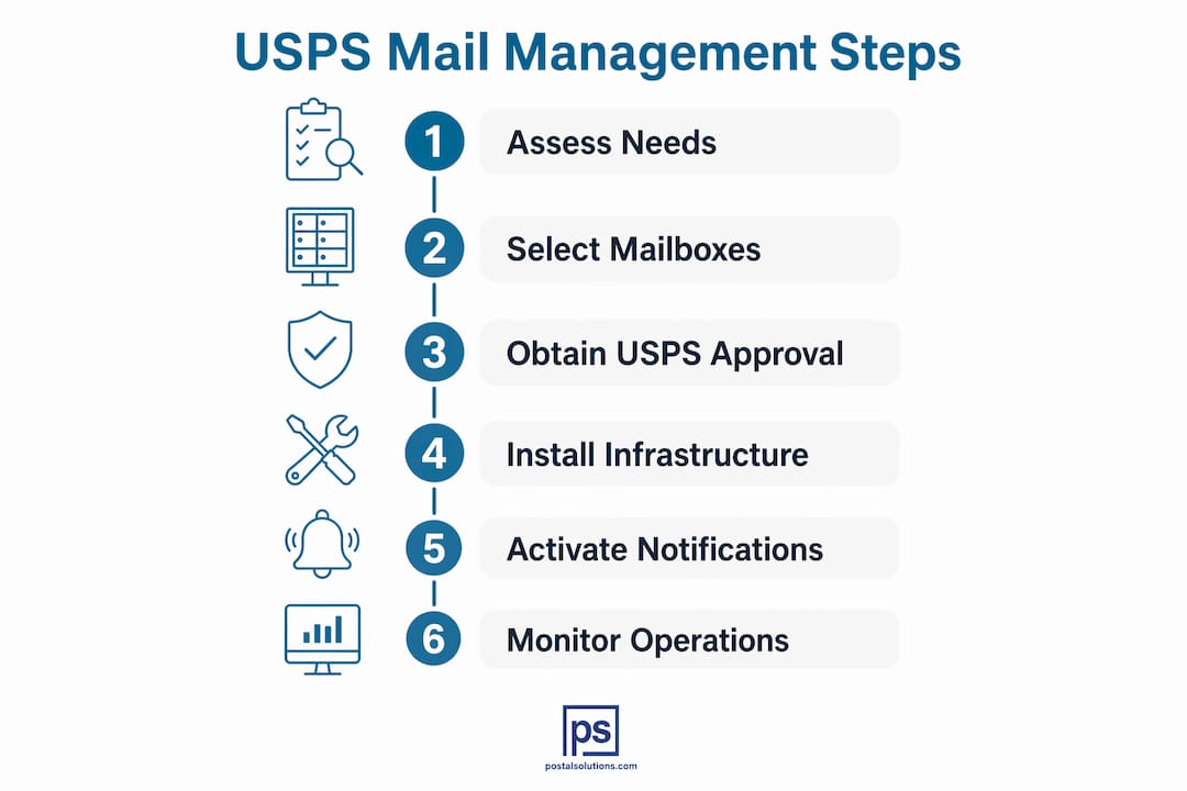 Infographic showing USPS mail management steps