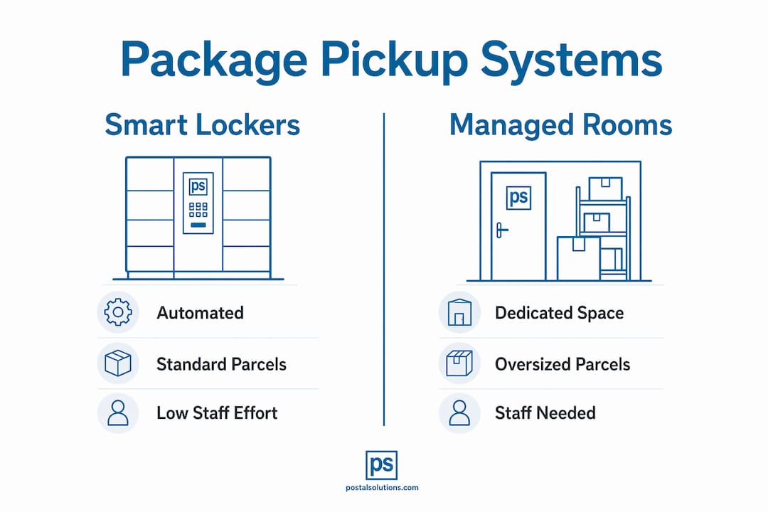 Comparison infographic of package pickup systems
