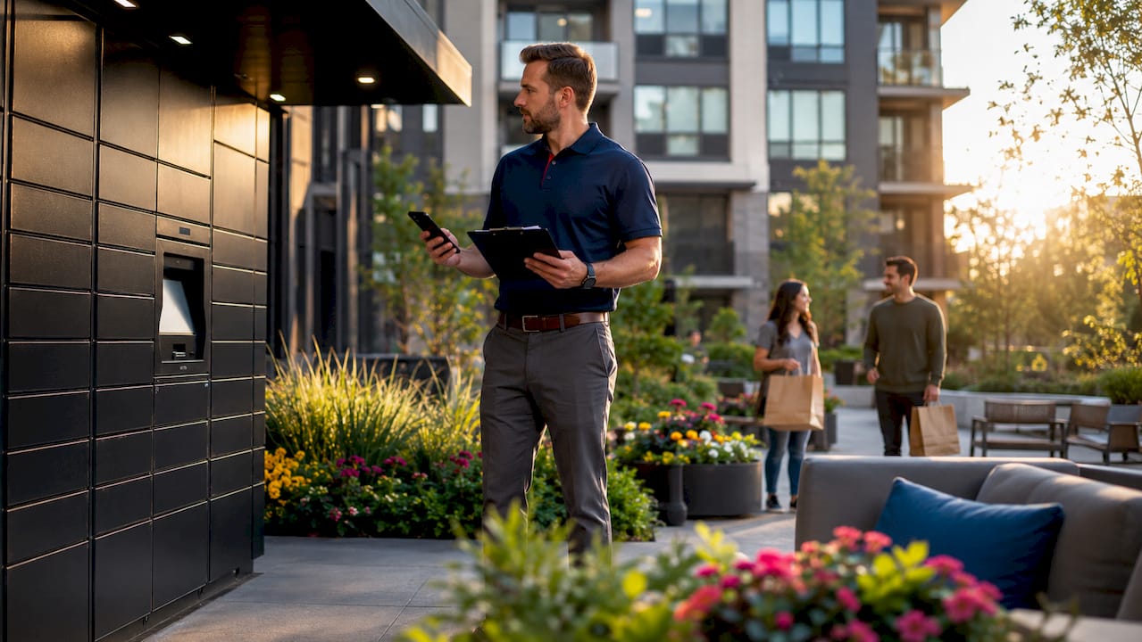 Apartment manager using smart parcel lockers