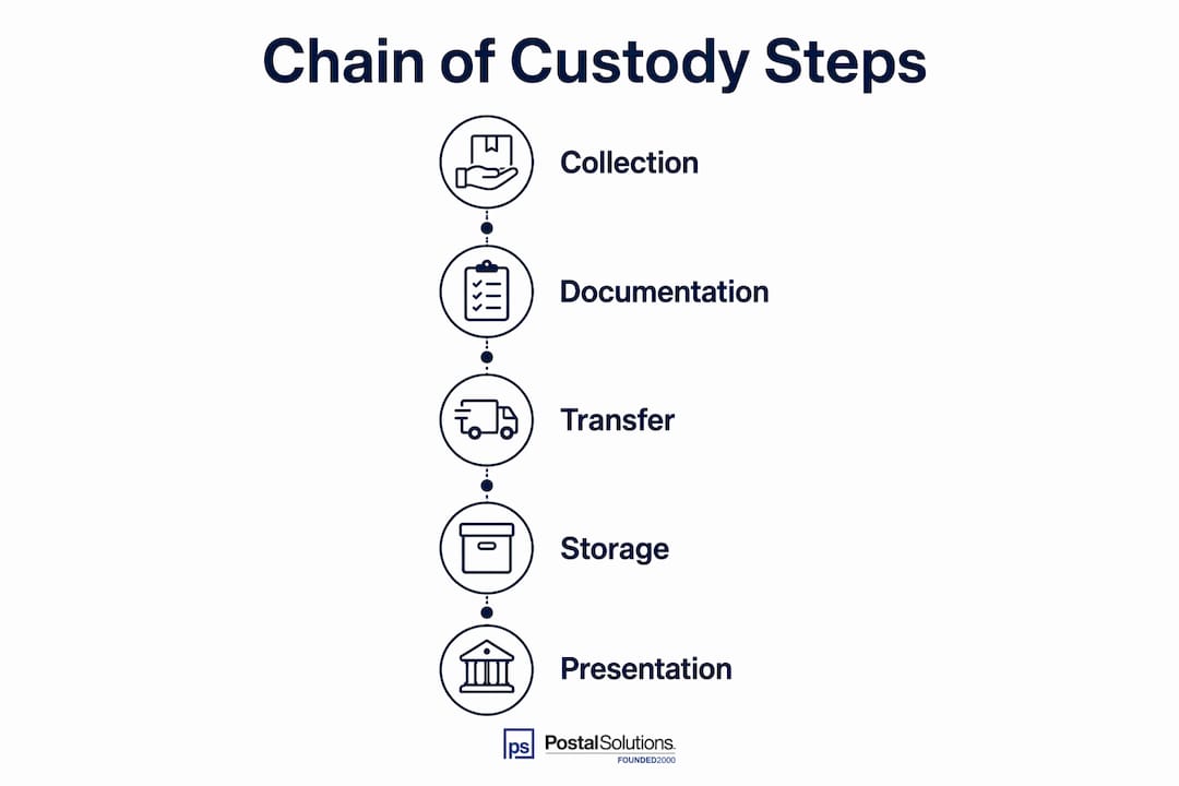 Infographic illustrating chain of custody steps
