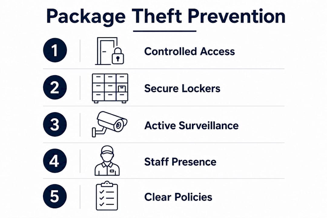 Infographic showing stepwise package theft prevention