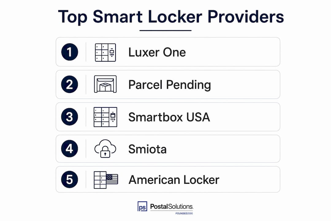 Infographic ranking leading smart locker providers