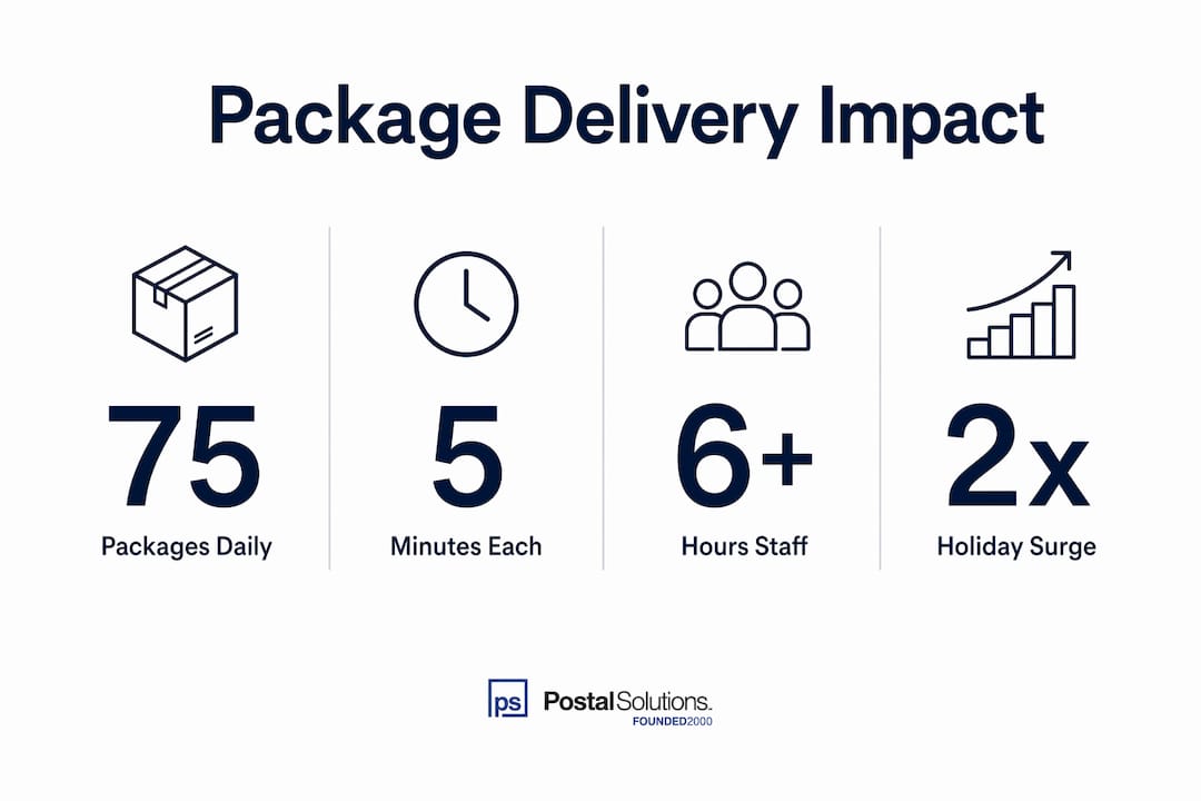 Infographic showing package delivery impact with key statistics